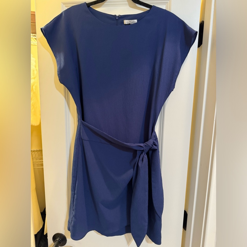 Halston blue wrap dress
